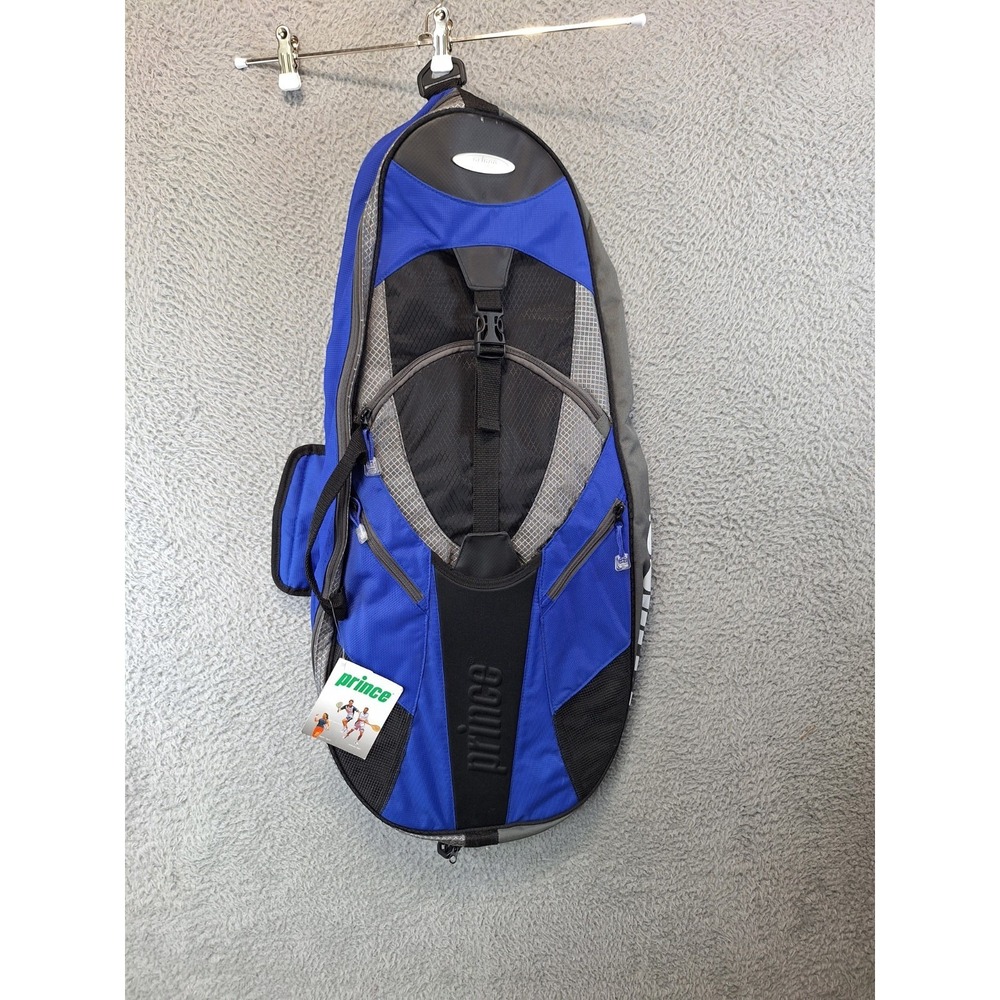 Prince Shark Triple Tennis Sports Racquet Bag Blue Black Gray Shoulder Strap NWT